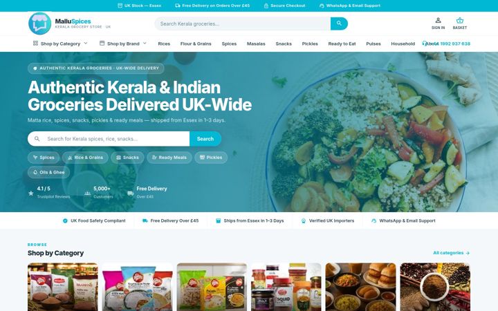 Screenshot of malluspices.com