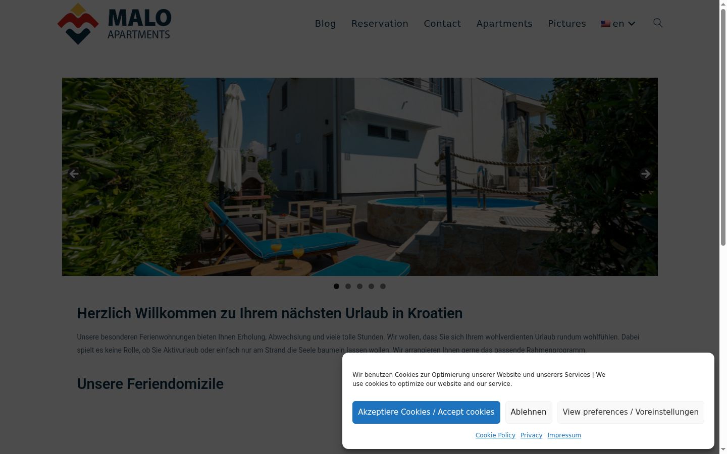 Screenshot del banner di consenso mostrato prima di qualsiasi interazione
