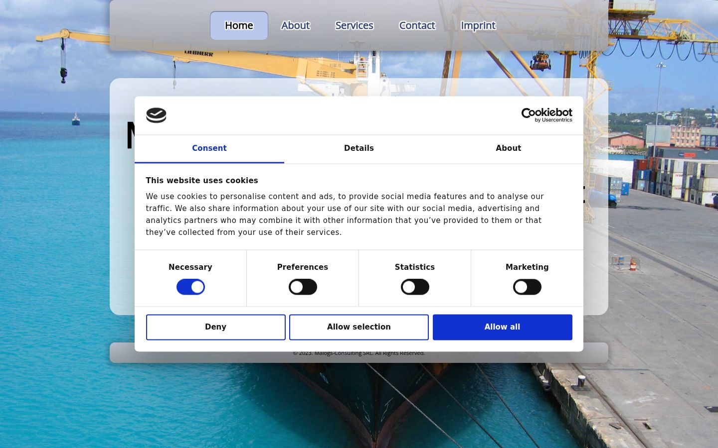 Screenshot del banner di consenso mostrato prima di qualsiasi interazione