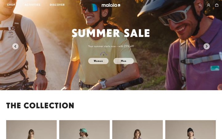 Skärmbild av maloja.com