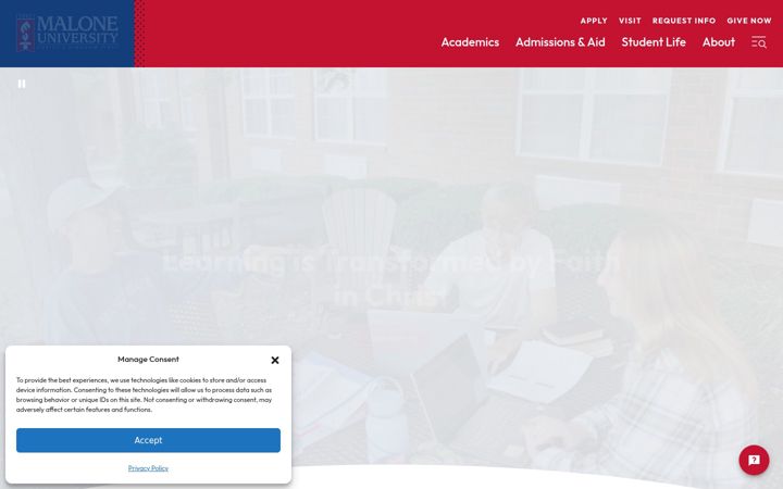 Screenshot of malone.edu