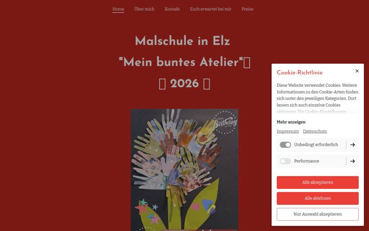 Screenshot of malschule-in-elz-mein-buntes-atelier.de
