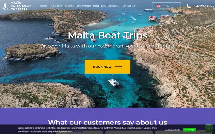 Screenshot of maltacatamarancharters.com