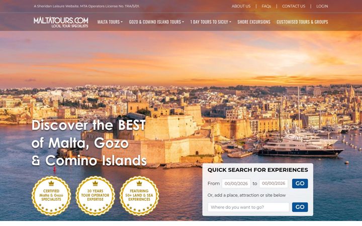 Screenshot του maltatours.com