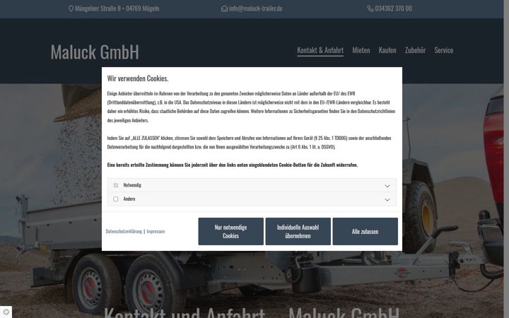 Screenshot of maluck-trailer.de