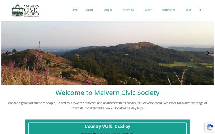 Screenshot of malverncivicsociety.org.uk