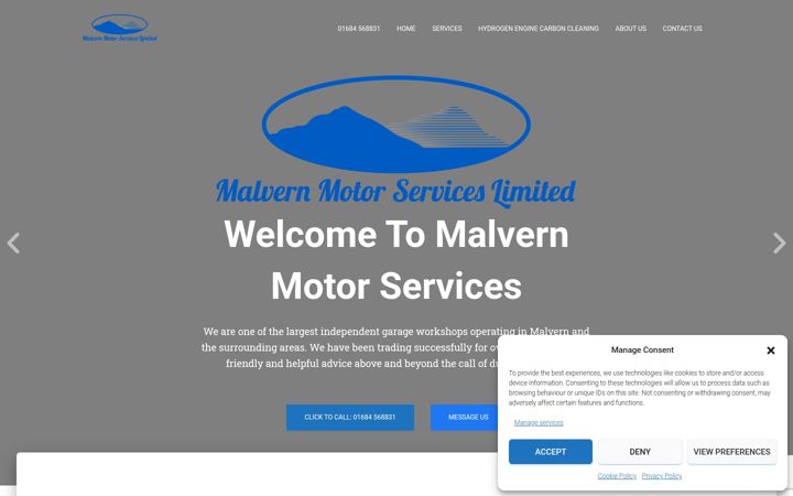 Screenshot of malvernmotorservices.co.uk