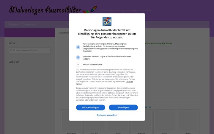 Screenshot of malvorlagen-ausmalbilder.net