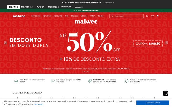 Screenshot of malwee.com.br