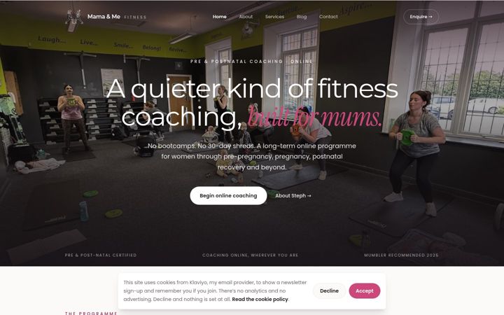 Screenshot of mamaandmefitness.co.uk