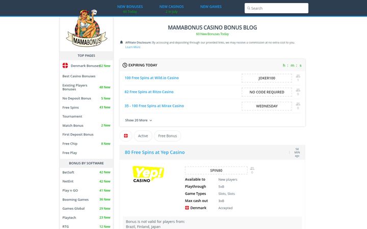 Captura de pantalla de mamabonus.com