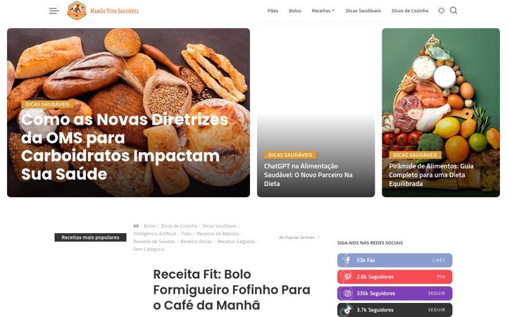 Screenshot of mamaevidasaudavel.com.br