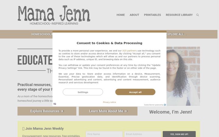 Screenshot of mamajenn.com