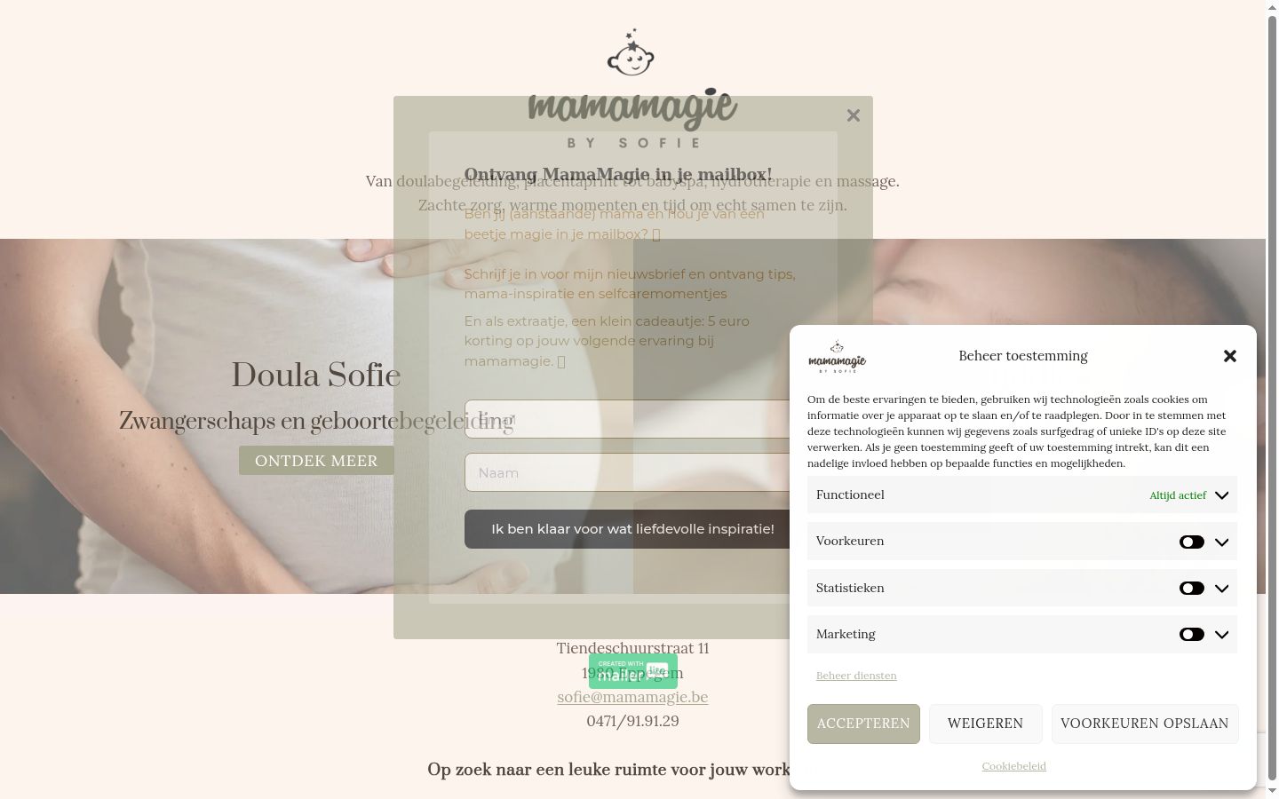 Screenshot del banner di consenso mostrato prima di qualsiasi interazione