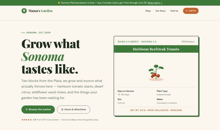 Screenshot of mamas-garden-market.com