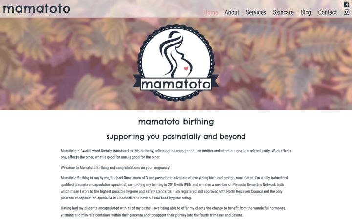 Screenshot of mamatotobirthing.co.uk
