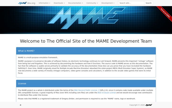 Screenshot of mame.net