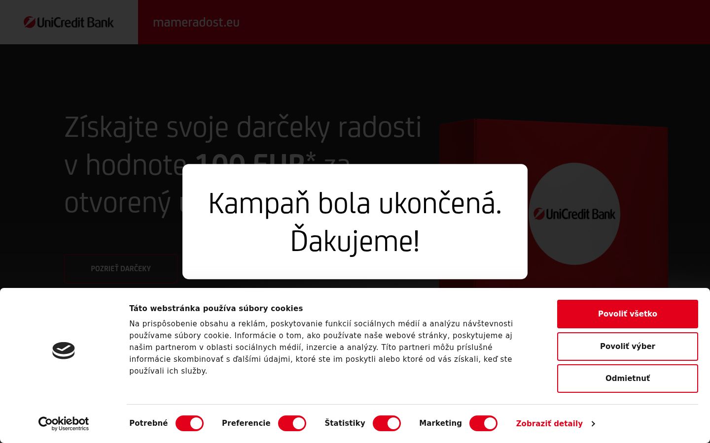 Sutikimo reklamjuostės, rodytos prieš bet kokią sąveiką, ekrano kopija