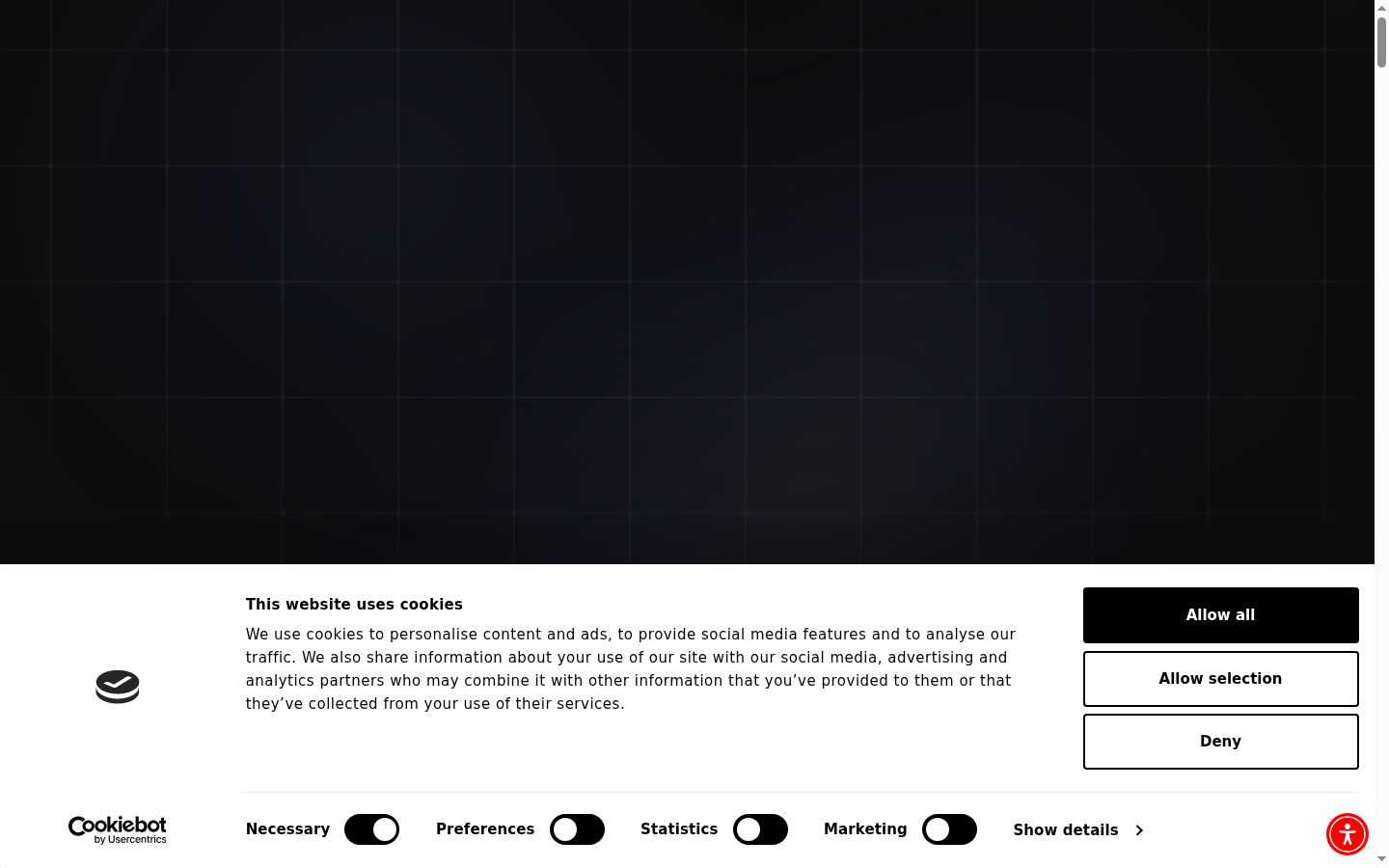 Screenshot del banner di consenso mostrato prima di qualsiasi interazione