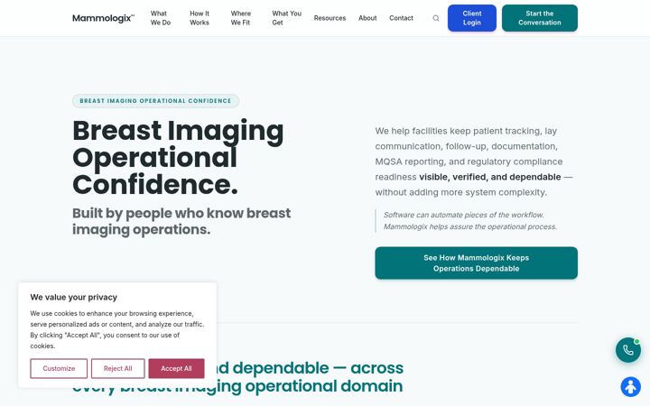 Screenshot of mammologix.com