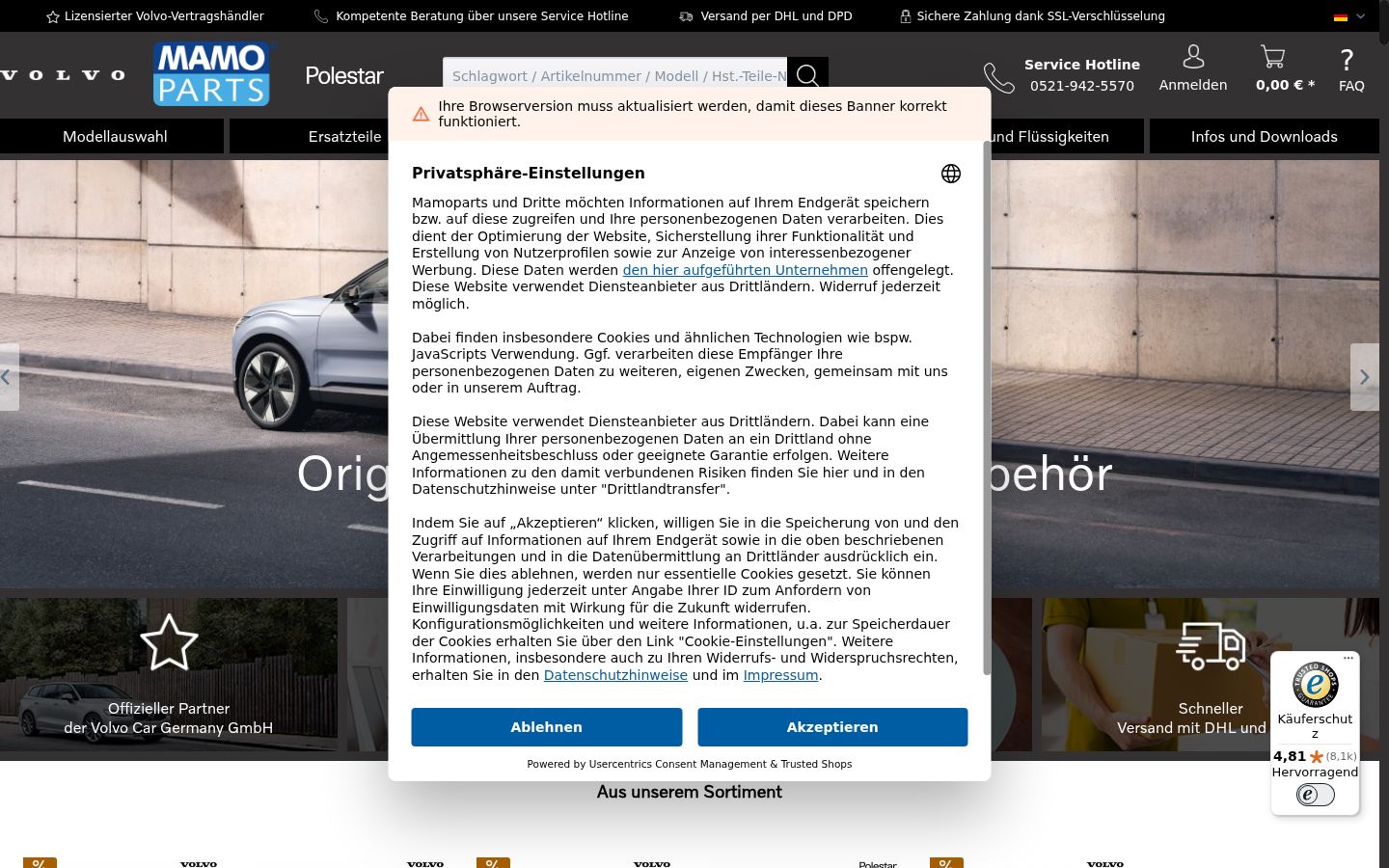 Ekraanipilt nõusolekubännerist, mida näidati enne mis tahes suhtlust