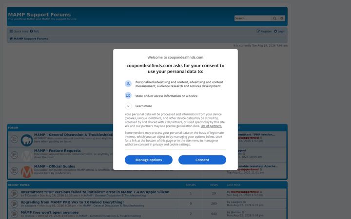 Screenshot of mampsupportforum.com