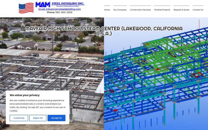 Screenshot of mamsteeldetailing.com