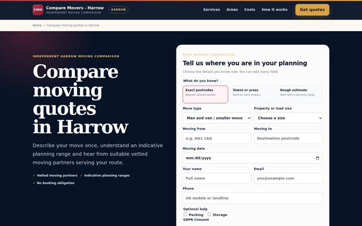 Screenshot of man-and-van-harrow.co.uk
