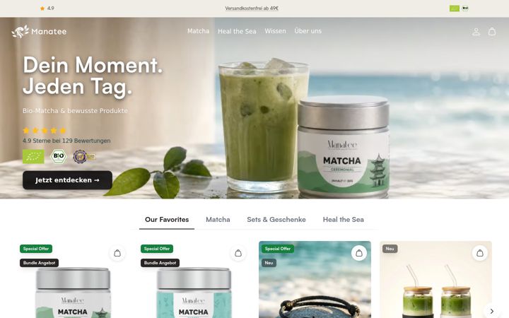 Screenshot of mana-tee.de