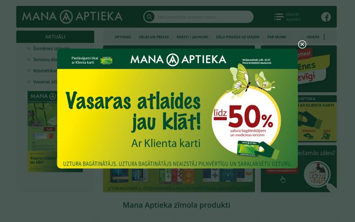Snimka zaslona za manaaptieka.lv