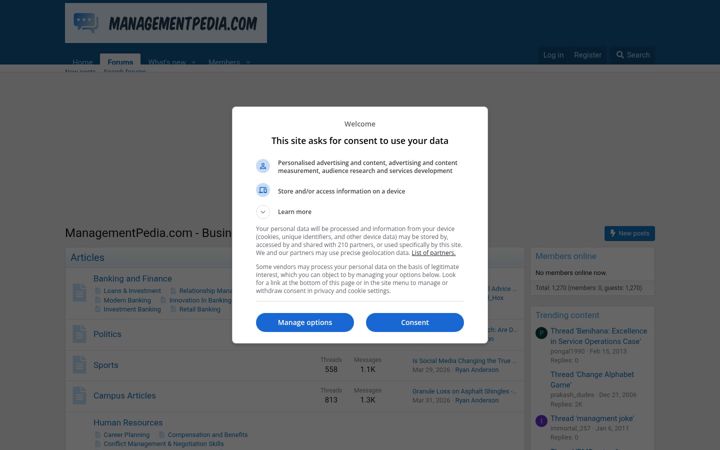 Screenshot ta' managementpedia.com