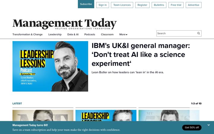 Screenshot of managementtoday.co.uk
