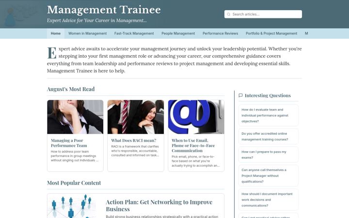 Screenshot of managementtrainee.co.uk