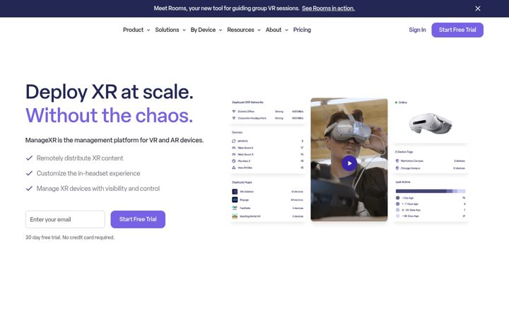 Екранна снимка на managexr.com