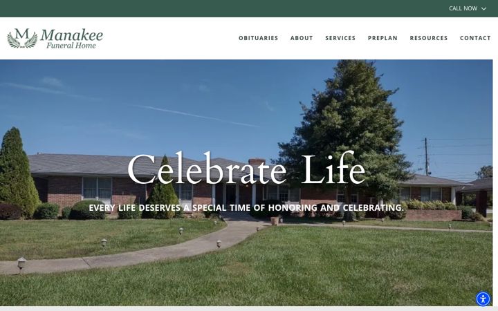 Screenshot of manakeefuneralhome.com