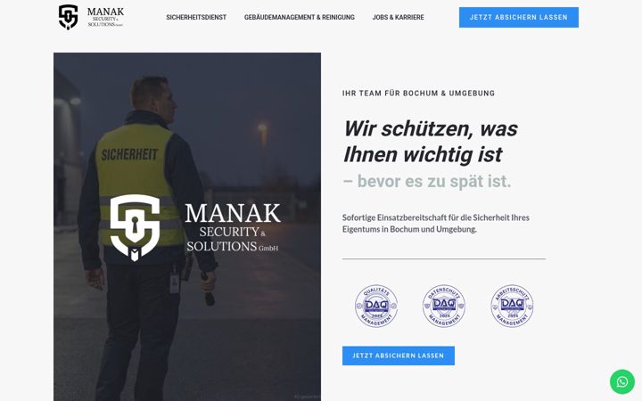 Screenshot of manaksecurity.de