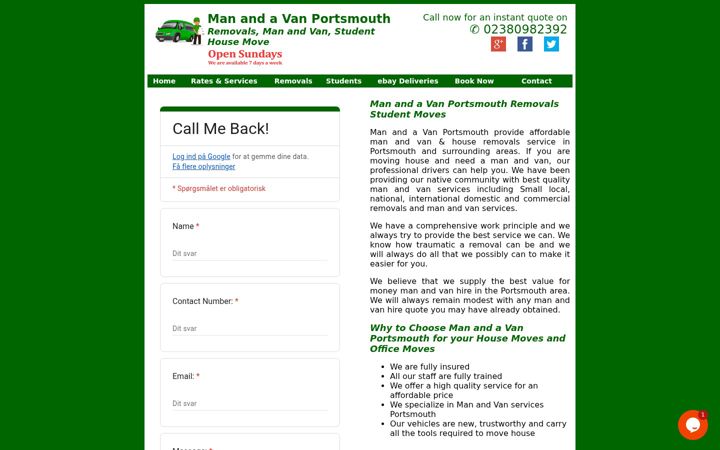 Screenshot of manandavanportsmouth.co.uk