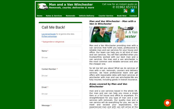 Screenshot of manandavanwinchester.co.uk