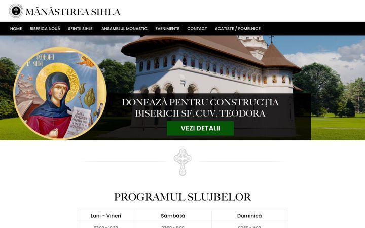 Captură de ecran a manastireasihla.ro