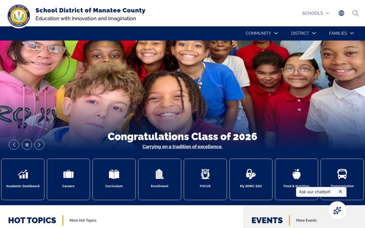 Screenshot of manateeschools.net