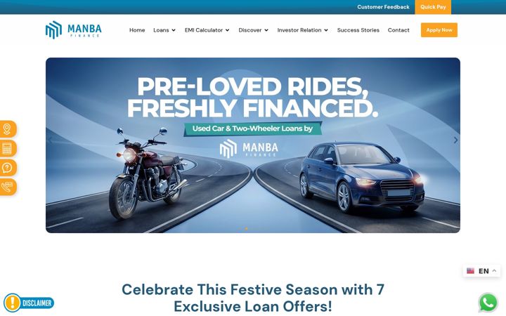 Screenshot of manbafinance.com