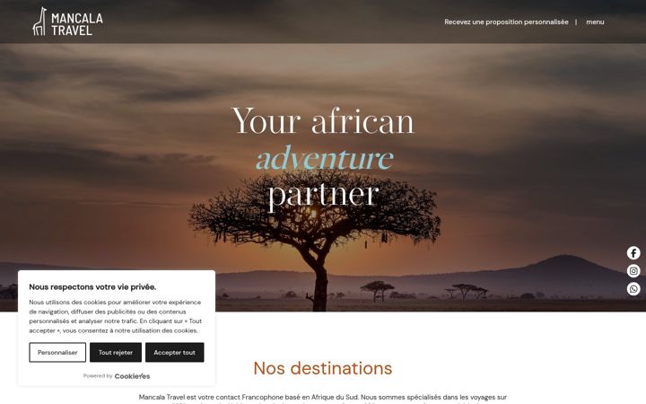 Screenshot of mancalatravel.com