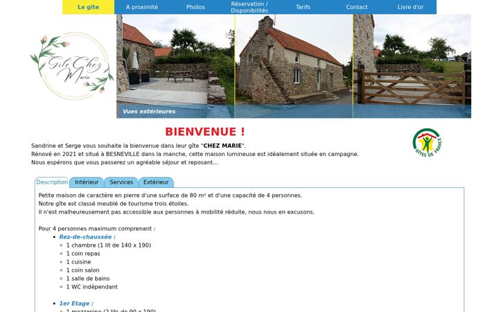 Screenshot of manche-gitechezmarie.com