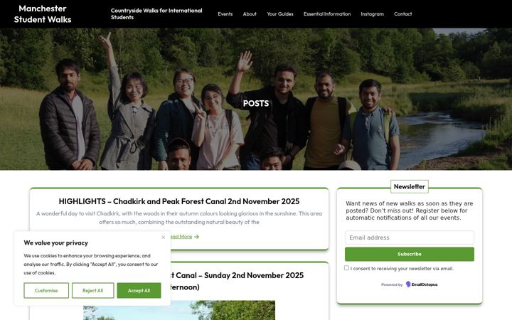 Screenshot of manchesterstudentwalks.co.uk