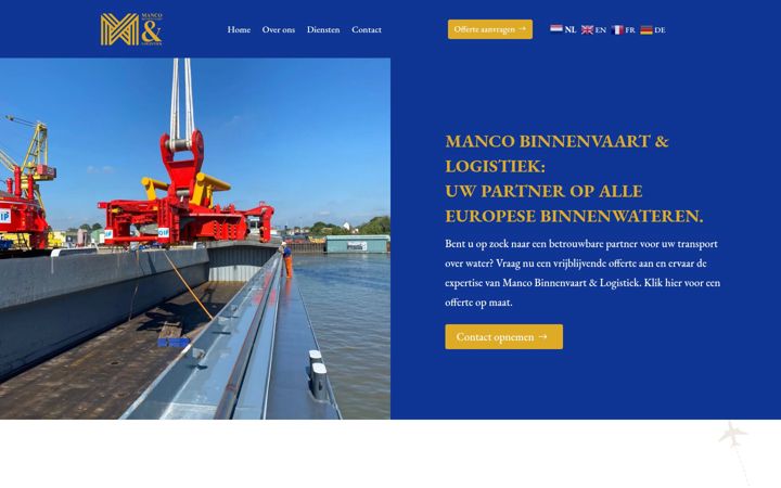 Screenshot of mancobinnenvaartenlogistiek.com