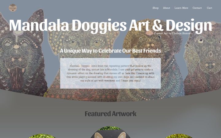 Screenshot of mandaladoggiesart.com