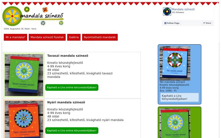 Screenshot of mandalaszinezo.hu