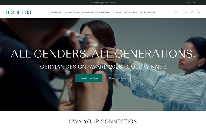 Screenshot of mandana-jewellery.com