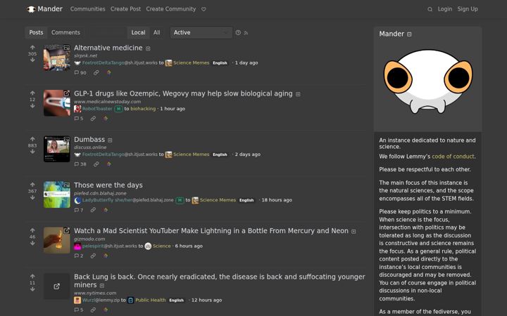 Screenshot of mander.xyz
