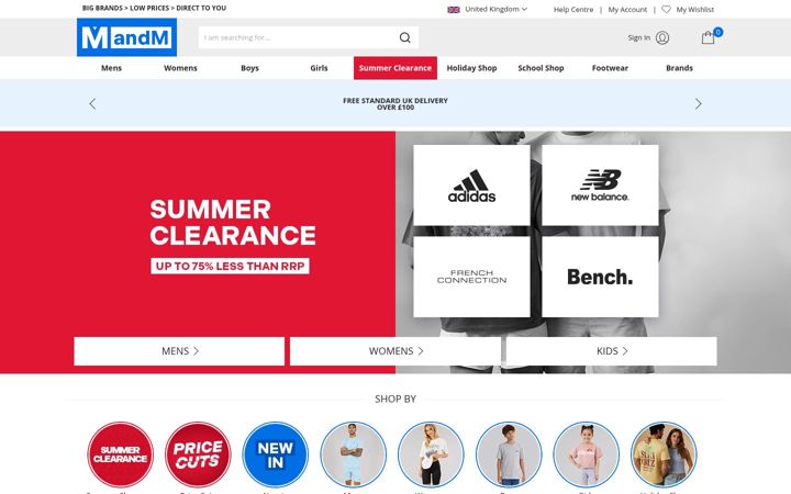Screenshot di mandmdirect.com